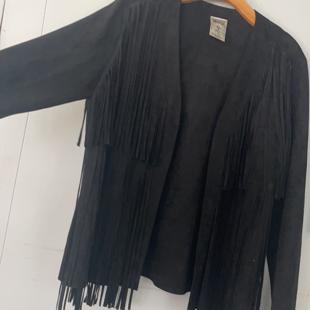 🖤 WESTERN BLACK FRINGE FAUX SUEDE JACKET!